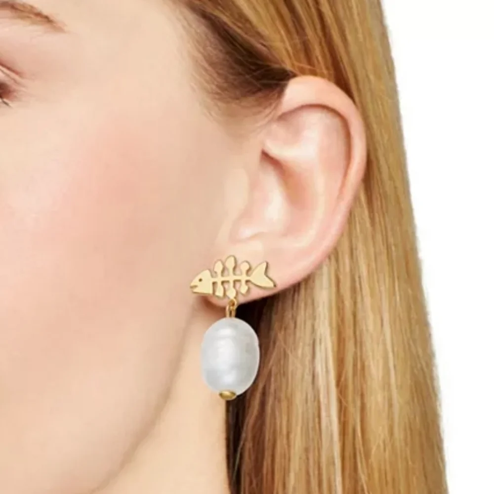 💛🔹️Tory Burch🔹️Fish & Cultured Freshwater Pearl Drop Earrings